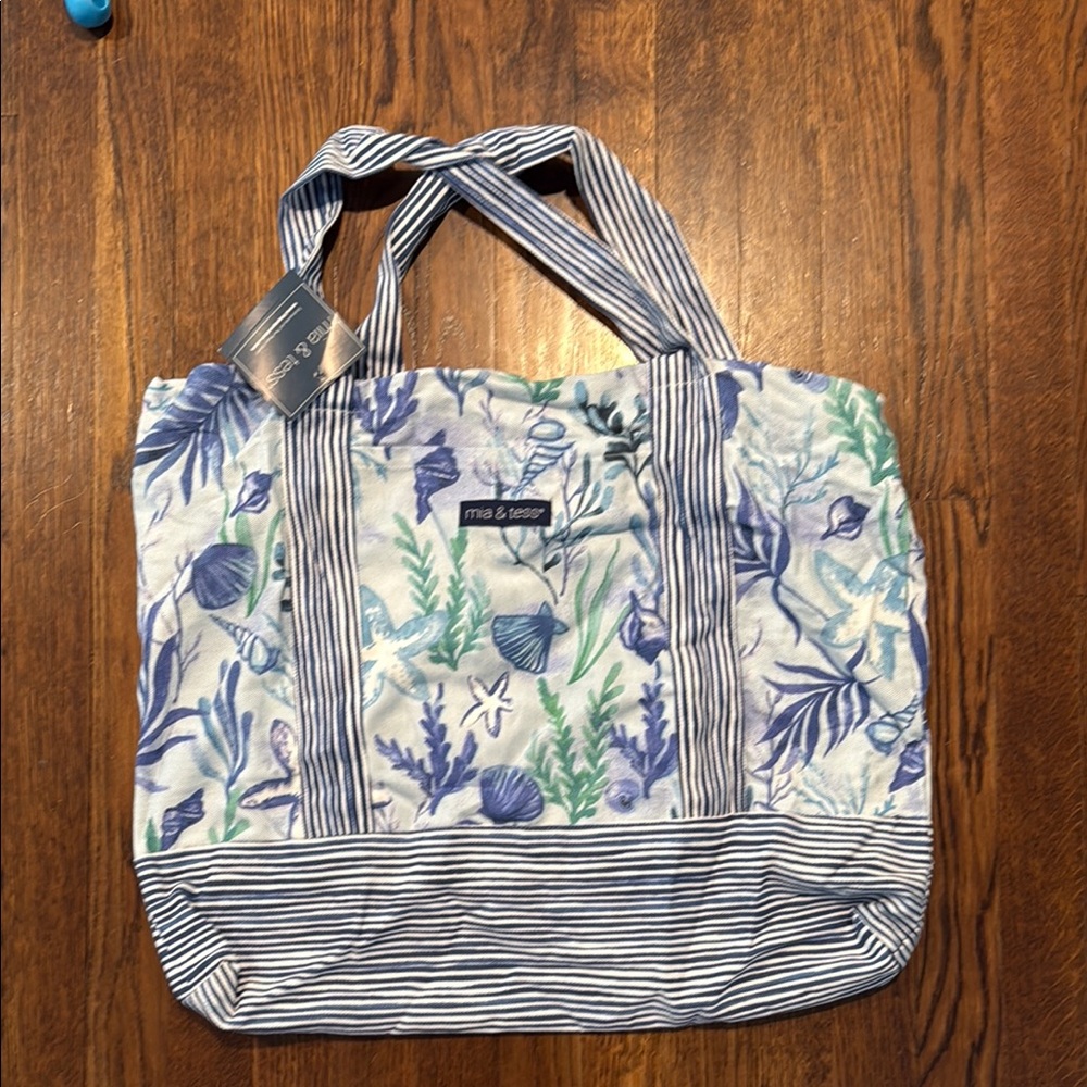 Mia & Tess Blue Floral Tote Bag